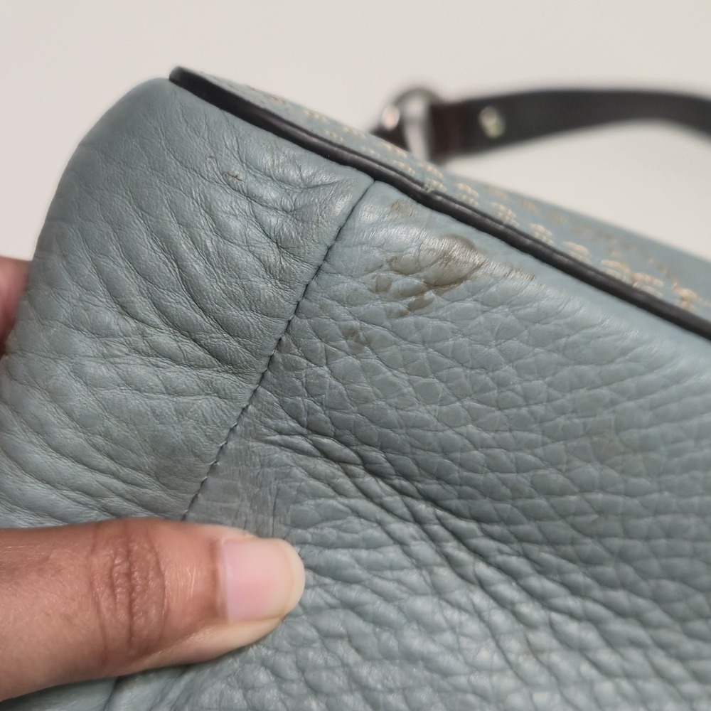 COACH Chelsea Hobo Bag Teal Pebbled Leather Turn Lock Shoulder Purse F12338 - Picture 5 of 9